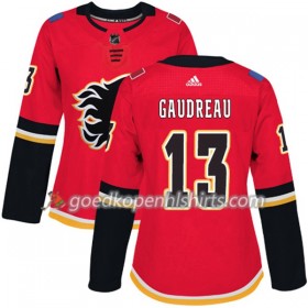 Calgary Flames Johnny Gaudreau 13 Adidas 2017-2018 Rood Authentic Shirt - Dames